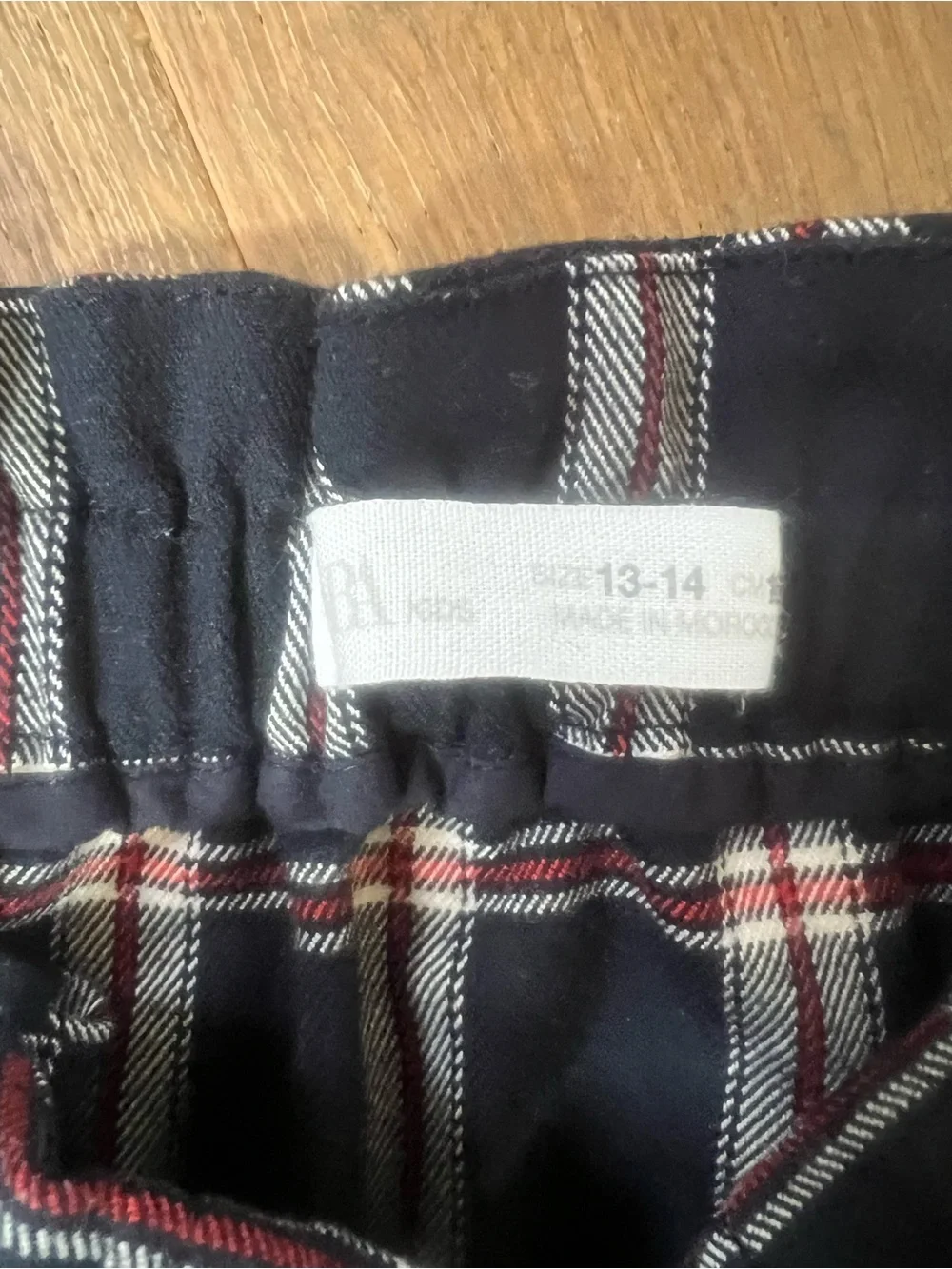 Zara Dark Blue Plaid Paperbag Skirt with Red and White Stripes so cute !!